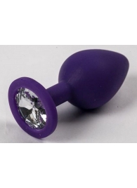 Фиолетовая силиконовая пробка с прозрачным кристаллом - 7,3 см. - Джага-Джага - купить с доставкой в Краснодаре