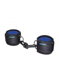 Чёрно-синие наручники из неопрена с карабинами - Sitabella - купить с доставкой в Краснодаре