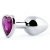 Серебристая анальная пробка с фиолетовым кристаллом-сердечком - 8 см. - Anal Jewelry Plug - купить с доставкой в Краснодаре