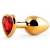 Золотистая анальная пробка с красным стразом-сердечком - 8 см. - Anal Jewelry Plug - купить с доставкой в Краснодаре
