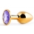 Золотистая анальная пробка с фиолетовым стразом - 7,2 см. - Anal Jewelry Plug - купить с доставкой в Краснодаре