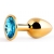Золотистая анальная пробка с голубым стразом - 7,2 см. - Anal Jewelry Plug - купить с доставкой в Краснодаре