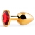 Золотистая анальная пробка с красным стразом - 7,2 см. - Anal Jewelry Plug - купить с доставкой в Краснодаре