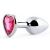 Серебристая анальная пробка с розовым кристаллом-сердечком - 7 см. - Anal Jewelry Plug - купить с доставкой в Краснодаре