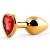 Золотистая анальная пробка с красным стразом-сердечком - 7 см. - Anal Jewelry Plug - купить с доставкой в Краснодаре