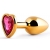 Золотистая анальная пробка с малиновым кристаллом-сердечком - 7 см. - Anal Jewelry Plug - купить с доставкой в Краснодаре