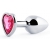 Серебристая анальная пробка с малиновым кристаллом-сердечком - 7 см. - Anal Jewelry Plug - купить с доставкой в Краснодаре