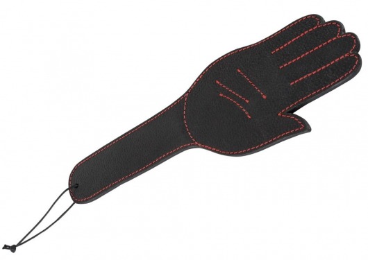 Чёрная шлёпалка Slapper Hand в виде ладошки с контрастной строчкой - 30 см. - Orion - купить с доставкой в Краснодаре