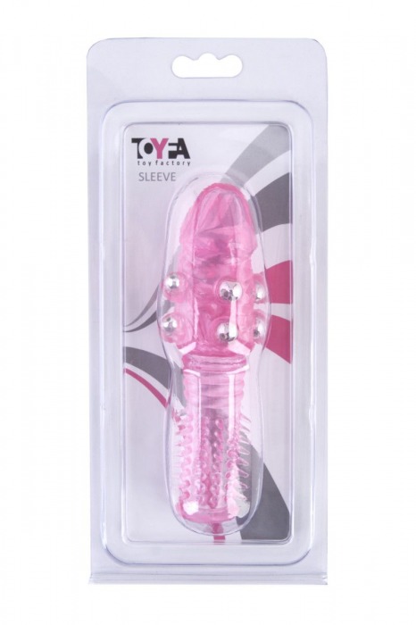Стимулирующая розовая насадка с шишечками и шипами - 13,5 см. - Toyfa Basic - в Краснодаре купить с доставкой
