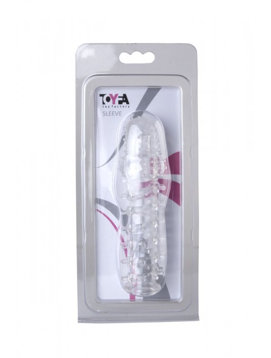 Прозрачная, закрытая насадка с шипами и точками - 13,5 см. - Toyfa Basic - в Краснодаре купить с доставкой