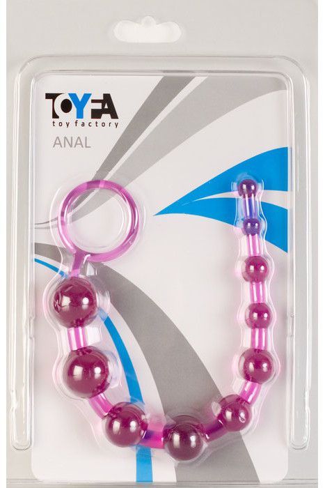 Фиолетовая анальная цепочка с кольцом - 25 см. - Toyfa Basic