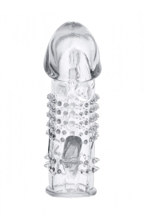 Прозрачная гелевая насадка с шипами и клиторальным отростком - 13 см. - Toyfa Basic - в Краснодаре купить с доставкой