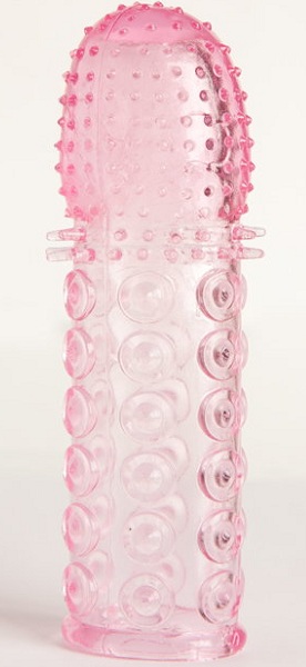 Гелевая розовая насадка с рельефом - 13,5 см. - ToyFa - в Краснодаре купить с доставкой