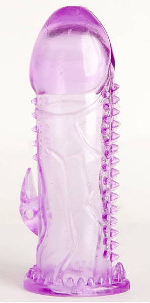 Фиолетовая гелевая насадка с шипами - 13 см. - Toyfa Basic - в Краснодаре купить с доставкой