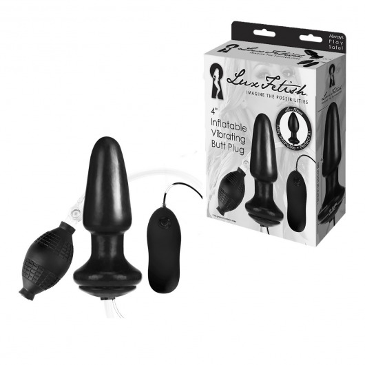Надувная вибрирующая анальная пробка  Inflatable Vibrating Butt Plug - 10,2 см. - Lux Fetish
