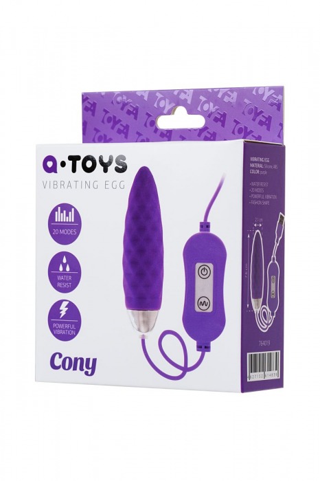 Фиолетовое виброяйцо с пультом управления A-Toys Cony,  работающее от USB - A-toys