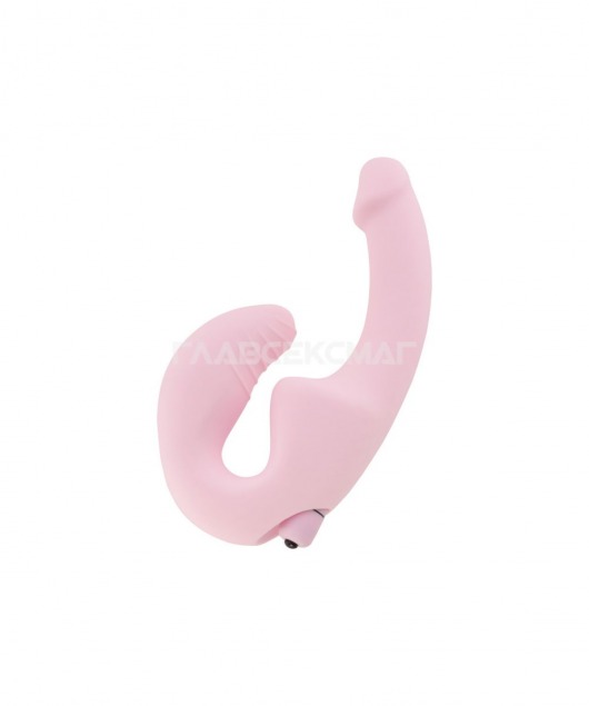 Нежно-розовый анатомический страпон с вибрацией - Главсексмаг - купить с доставкой в Краснодаре