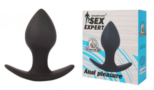 Чёрная анальная пробка с широким основанием Sex Expert - 8 см. - Bior toys