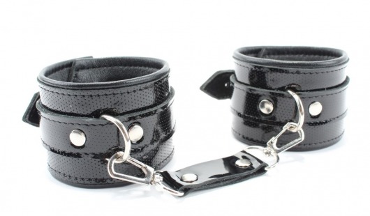 Кожаные лаковые наручники - БДСМ Арсенал - купить с доставкой в Краснодаре