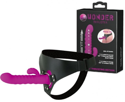 Фиолетовый страпон с пульсацией Wonder Thruster - 20 см. - Baile - купить с доставкой в Краснодаре
