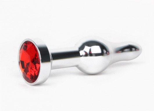 Удлиненная шарикообразная серебристая анальная втулка с красным кристаллом - 10,3 см. - Anal Jewelry Plug - купить с доставкой в Краснодаре
