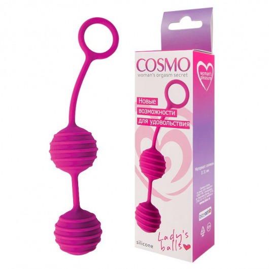 Ярко-розовые вагинальные шарики с ребрышками Cosmo - Cosmo
