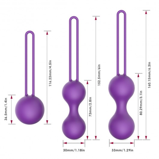 Набор из трех фиолетовых вагинальных шариков Erokay - Erokay