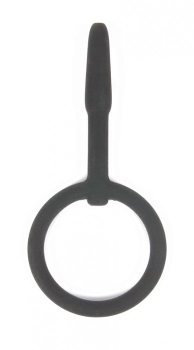 Черный уретральный силиконовый плаг с колечком-ограничителем - 4,5 см. - Bior toys - купить с доставкой в Краснодаре
