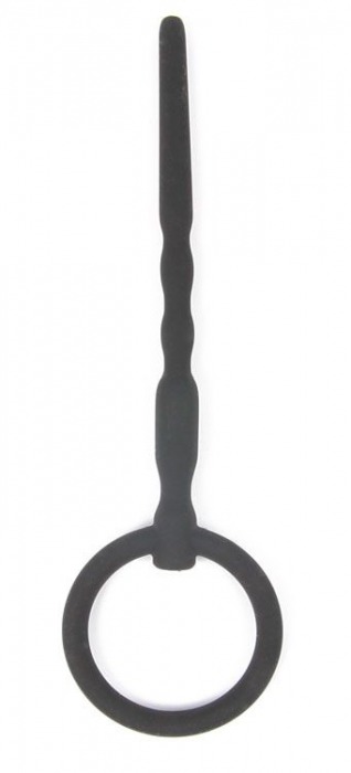 Чёрный уретральный стимулятор с колечком-ограничителем - 9,5 см. - Bior toys - купить с доставкой в Краснодаре