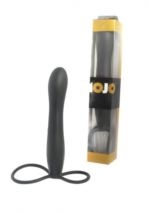 Черная насадка на пенис для двойной стимуляции Mojo BlackJack - 15 см. - Seven Creations - в Краснодаре купить с доставкой