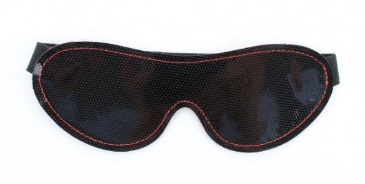 Чёрная перфорированная маска из кожи с красной строчкой - БДСМ Арсенал - купить с доставкой в Краснодаре