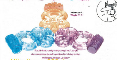 Голубое эрекционное кольцо с вибратором и подхватыванием мошонки - Sextoy 2011 - в Краснодаре купить с доставкой