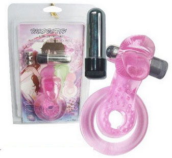 Розовое эрекционное кольцо с с вибрацией и язычком для стимуляции клитора - Sextoy 2011 - в Краснодаре купить с доставкой