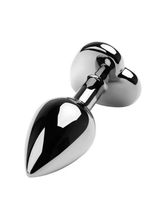 Серебристая коническая анальная пробка с красным кристаллом-сердечком - 7 см. - ToyFa - купить с доставкой в Краснодаре