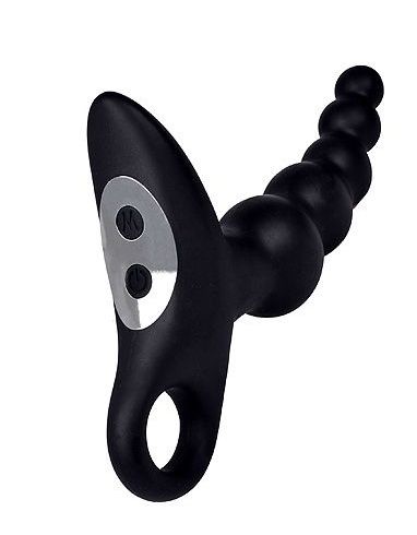 Черный силиконовый анальный вибромассажер-ёлочка с колечком-ограничителем - Erokay - в Краснодаре купить с доставкой