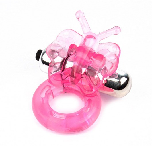Розовое эрекционное виброкольцо Butterfly Ring - Erokay - в Краснодаре купить с доставкой