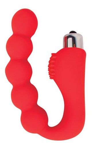 Красный силиконовый вибромассажер-елочка - Bior toys