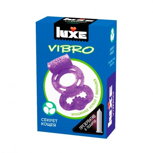 Фиолетовое эрекционное виброкольцо Luxe VIBRO  Секрет Кощея  + презерватив - Luxe - в Краснодаре купить с доставкой