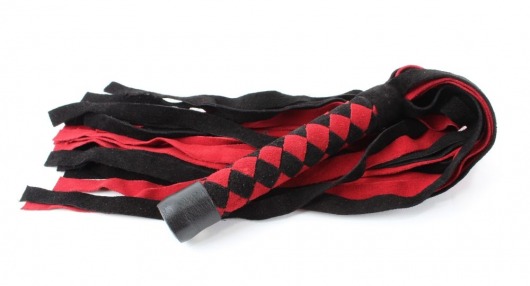 Черно-красная замшевая плеть с ромбами на рукояти - 60 см. - БДСМ Арсенал - купить с доставкой в Краснодаре