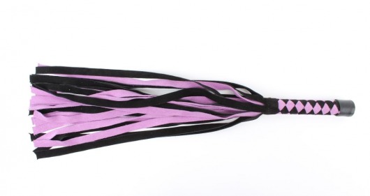 Черно-розовая плеть из замши - 58 см. - БДСМ Арсенал - купить с доставкой в Краснодаре