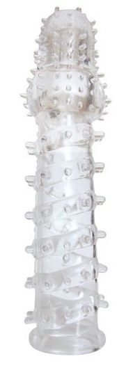Закрытая прозрачная рельефная насадка с шипиками Crystal sleeve - 13,5 см. - Erowoman-Eroman - в Краснодаре купить с доставкой