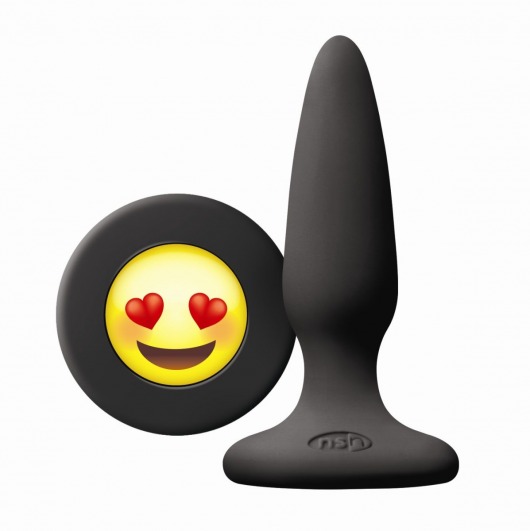 Черная силиконовая пробка Emoji Face ILY - 8,6 см. - NS Novelties - купить с доставкой в Краснодаре