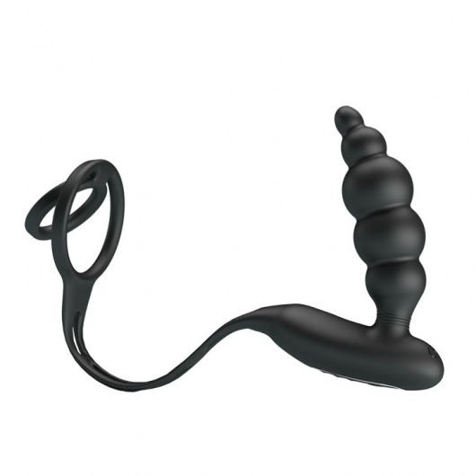 Эрекционное кольцо с анальной вибропробкой-елочкой Vibrating penis sleeve III - Baile - в Краснодаре купить с доставкой