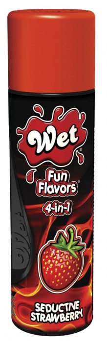Разогревающий лубрикант Fun Flavors 4-in-1 Seductive Strawberry с ароматом клубники - 121 мл. - Wet International Inc. - купить с доставкой в Краснодаре