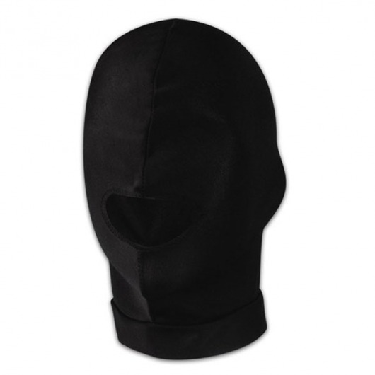 Черная эластичная маска на голову с прорезью для рта - Lux Fetish - купить с доставкой в Краснодаре