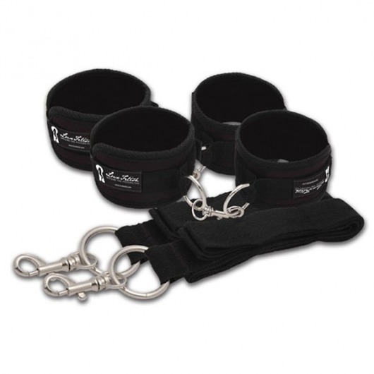Две пары черных наручников, крепящиеся к матрасу - Lux Fetish - купить с доставкой в Краснодаре
