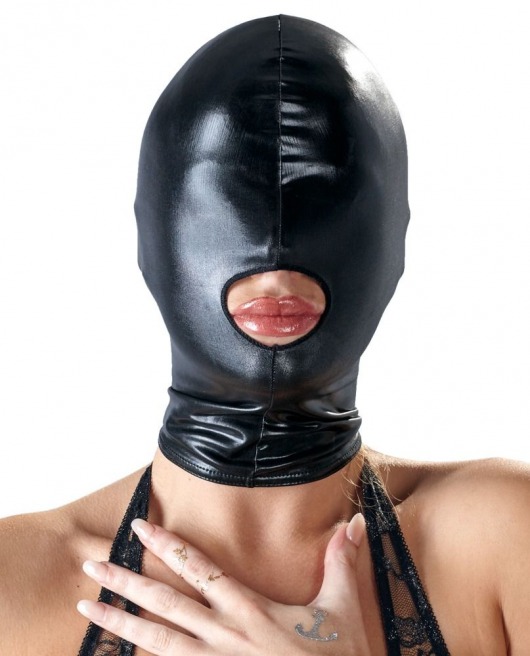 Черная эластичная маска на голову с отверстием для рта - Orion - купить с доставкой в Краснодаре