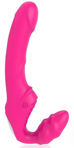 Розовый безремневой страпон с 9 режимами вибрации - Bior toys - купить с доставкой в Краснодаре