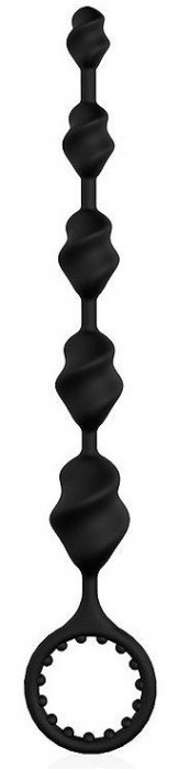 Черная анальная цепочка-елочка с колечком-ограничителем - 23,1 см. - Bior toys