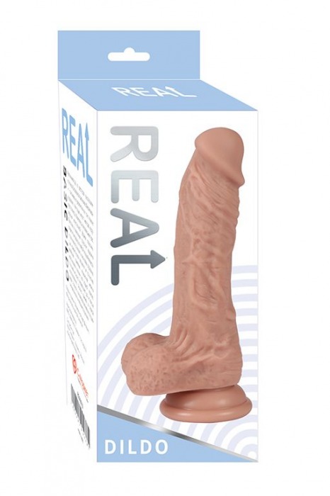 Реалистичный фаллоимитатор REAL с мошонкой на присоске - 19 см. - Real